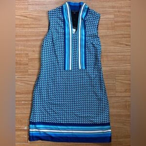 Tommy Hilfiger blue tie neck geometric print sleeveless dress! NWT